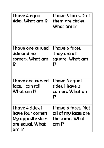 Assessment and activity 2D & 3D Shapes