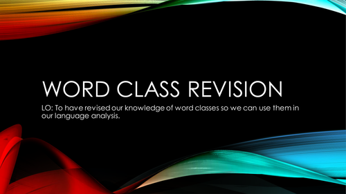 KS3 Word Class Revision Lesson