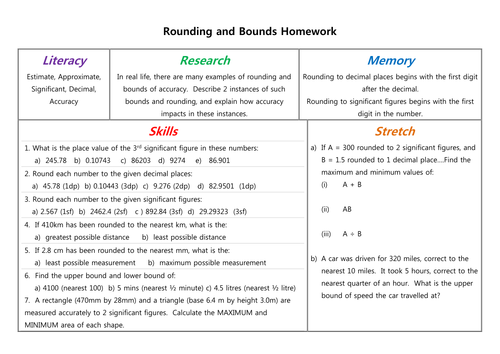 Rounding and Bounds PRET homework