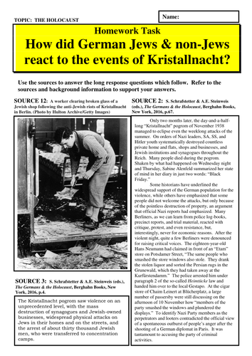How did German Jews and non-Jews react to the events of Kristallnacht?