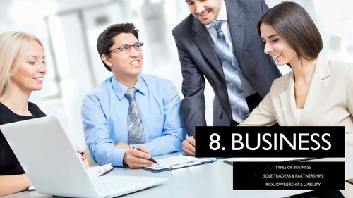 CIE iGCSE Business 0450 Unit 1 Types of Business, Sole Traders, Partnerships,