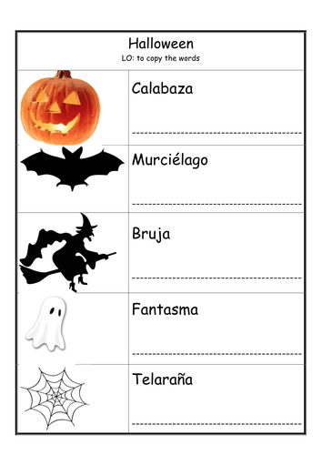 Halloween worksheets in Spanish.