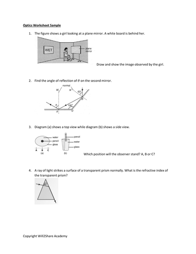 FREE: Light Worksheets Sample | Teaching Resources