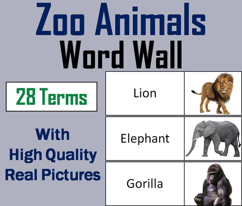 Zoo Animals Word Wall Cards