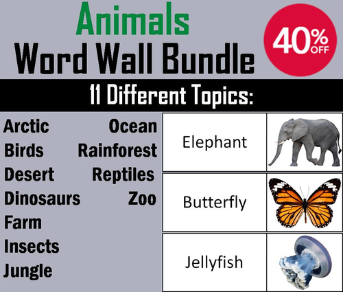 Types of Animals Word Wall Bundle