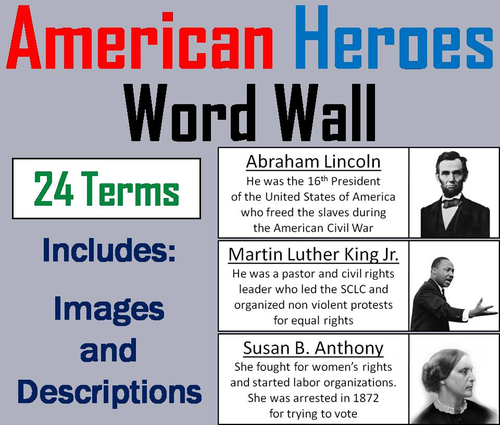 American Heroes Word Wall Cards
