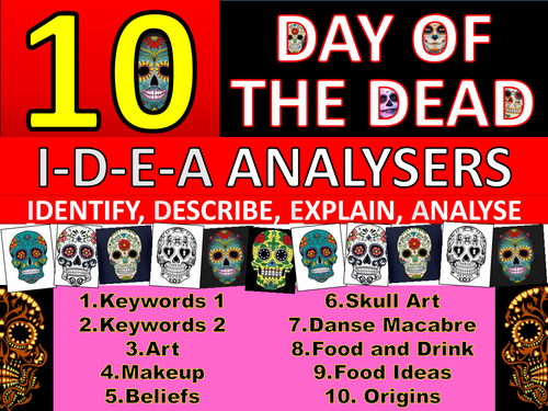 10 x Day of The Dead IDEA Analysers Keyword Starter Settler Wordsearch Art RE PSHE Cover