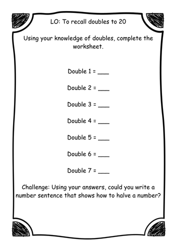 ks1 year 2 maths doubles to 20 working toward expected standard teaching resources