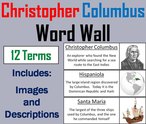 Christopher Columbus Word Wall Cards