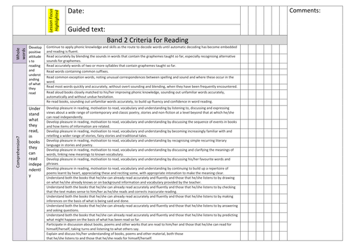 Target Tracker Guided Reading Sheets