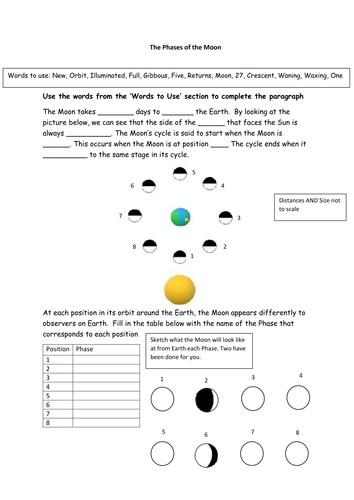 Lunar Cycle Worksheet