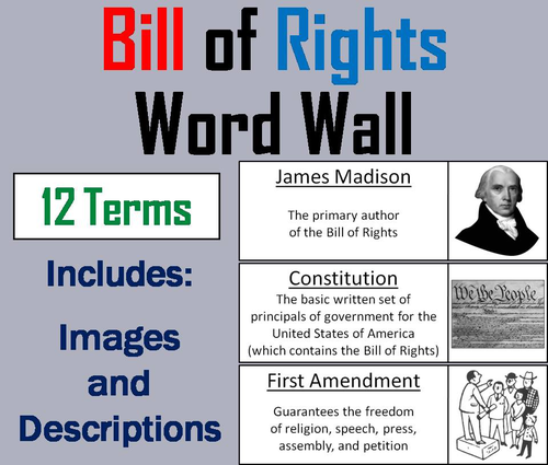The Bill of Rights Word Wall Cards