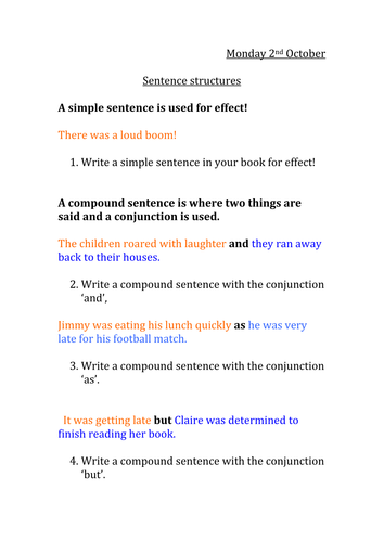 Understanding sentence structures KS2
