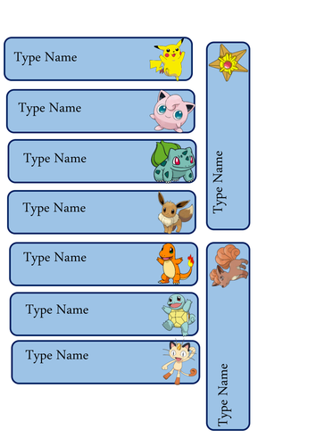 Pokemon Coat peg labels