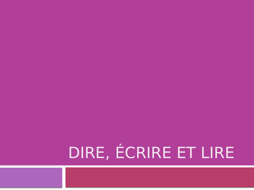 Dire, Écrire, Lire French Verbs PowerPoint