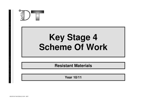 GCSE Resistant Materials whole course SOW