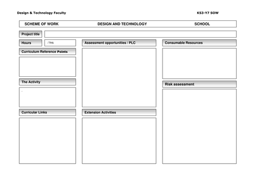 Scheme of work blank template