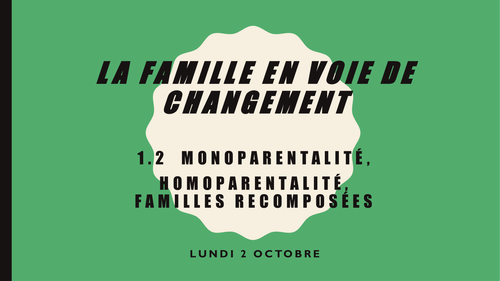 French A-Level Monoparentalité, Homoparentalité, Famille Recomposée