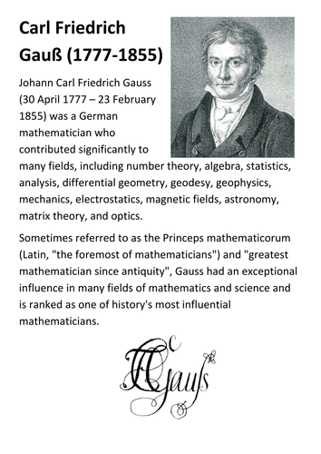 Carl Friedrich Gauß Handout