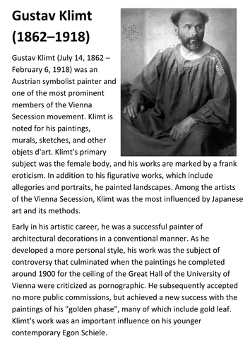 Gustav Klimt Handout
