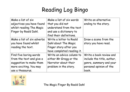 Reading tasks-The Magic Finger by Roald Dahl