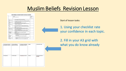 AQA 9-1 Religious Studies GCSE Muslim Beliefs Revision Lesson