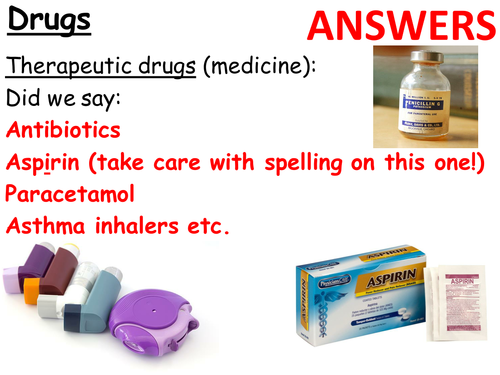 Therapeutic Drugs, plus the other 3 types, Recreational, Legal & Illegal etc. Complete Lesson