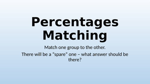Percentages Matching
