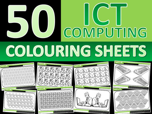 50 x ICT Computing Colouring Sheets Keyword Starter Settler Programming IT End of Term Fun Activity