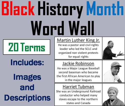 Black History Month Word Wall Cards
