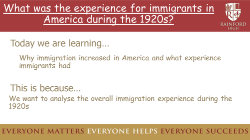 AQA 8145 - America 1920-73 - Immigration experience during the 1920s