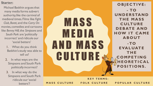 AQA A2 Sociology- Mass Media: Media and Mass Culture
