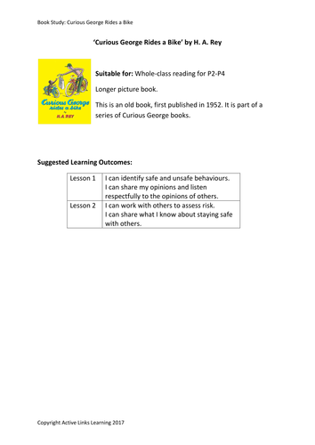 Curious George Rides A Bike – risk and safety lessons to follow whole class reading
