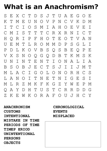 What is an Anachronism Word Search