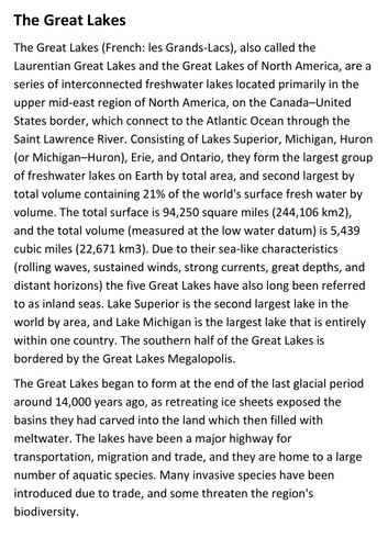 The Great Lakes Handout