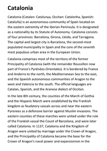 Catalonia Handout