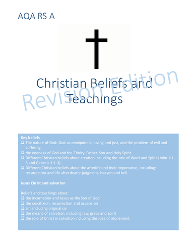 aqa rs a christian beliefs and teachings revision guide by