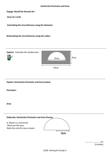 Circles GCSE-revision worksheet