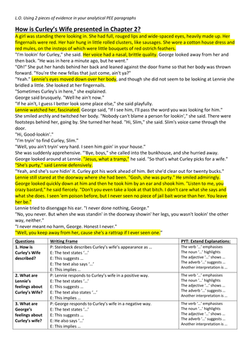 Curley And Curleys Wife Analysis From Chapter 2 Teaching Resources