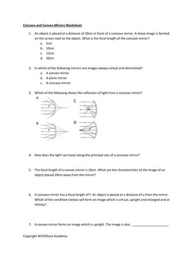 Free Concave And Convex Mirrors Worksheet Teaching Resources