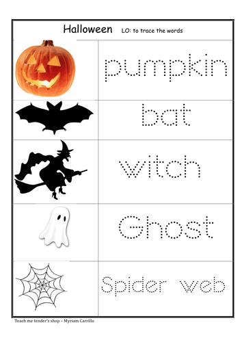 Tracing activity for Halloween.