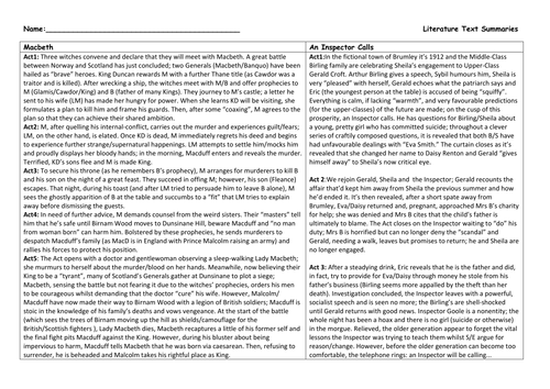 AQA GCSE Lit Quote Pack - Revision