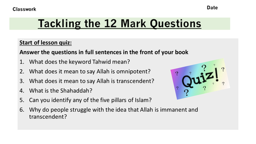 AQA Religious studies. 12 marker technique . Complete with teaching | Teaching Resources