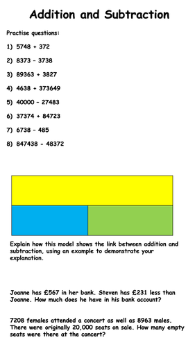 Addition and Subtraction Worksheet