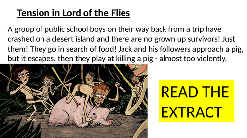 Lord of the Flies exam question with lesson and indicative context