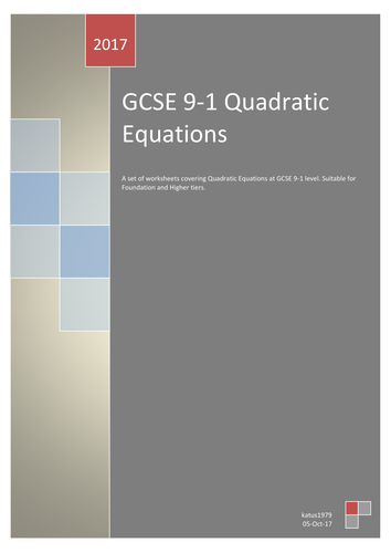 Quadratic Equations Worksheet Pack