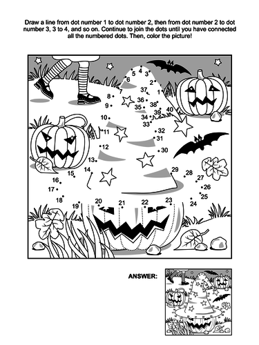 Dot To Dot And Coloring Page Halloween Hat Teaching Resources