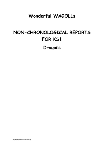 Wonderful WAGOLLs: Dragons: Non-chronological report Year 1/2