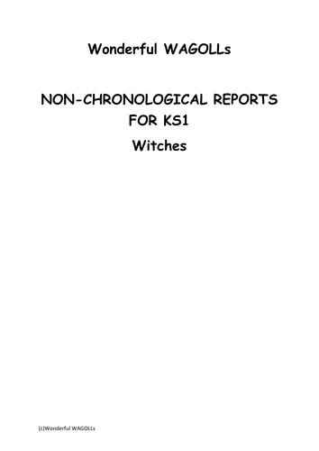 Wonderful WAGOLLS: Witches: Non-chronological Reports Year 1/2