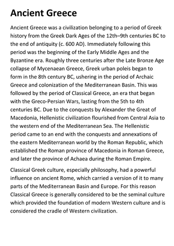 Ancient Greece Handout